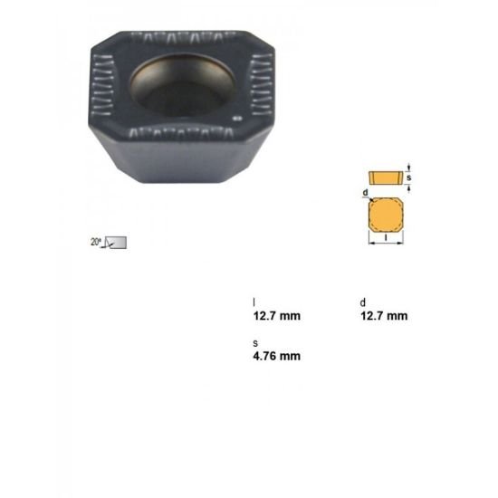 Picture of Canela Tool SEMT04AFTNTIN28 Milling Insert Square Multi-Coated PVD